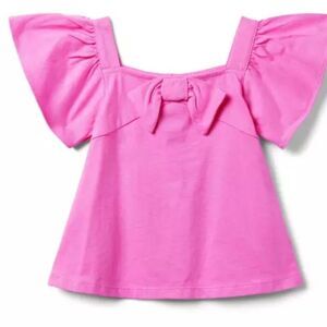 Janie and Jack 100048570 Girl Purely Pink The Flutter Sleeve Top NWT size 6-12 m